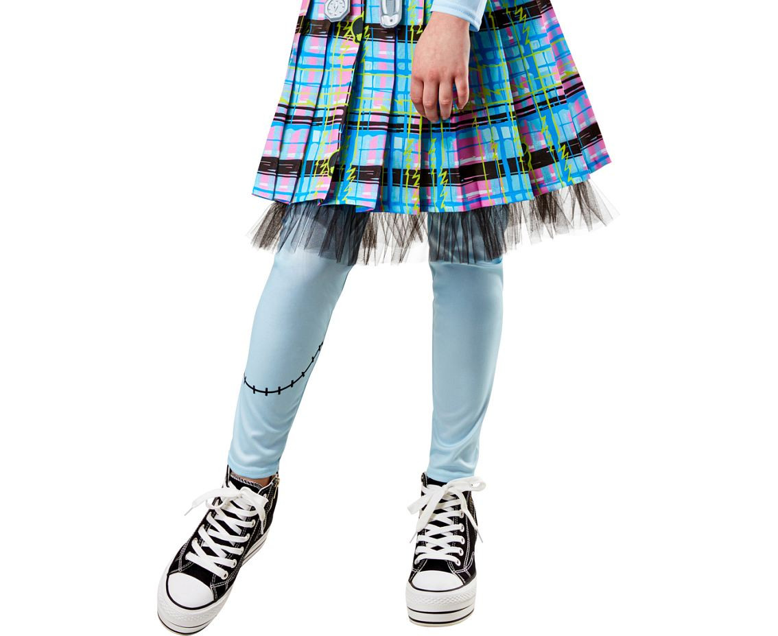 Role play-set for kids Frankie Stein digital printed dress with detachable belt accessory and lightning bolt hair clip, size S